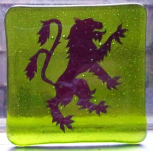 Green Tile with copper lion inclusion